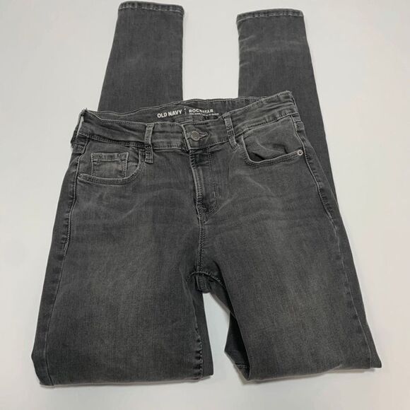 Old Navy Women's Jeans Rockstar Skinny Mid-Rise Slim Fit Gray Dark Wash Size 4R - Picture 2 of 8